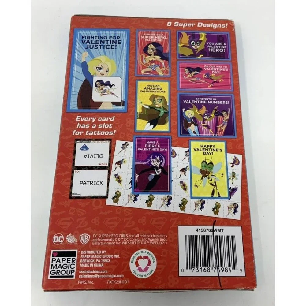 DC Super Hero Girls Valentines With Tattoos Box not included to save on shipping